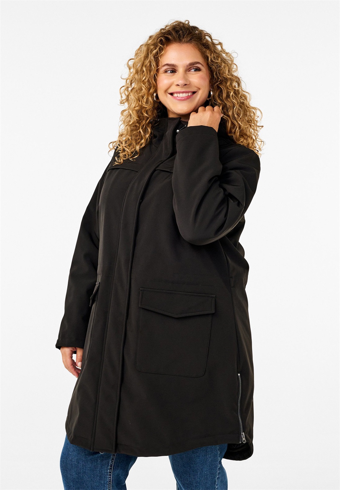 Zizzi Parka - black/schwarz