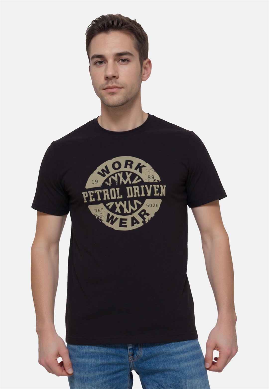 Petrol Industries T-Shirt print - deep black/schwarz